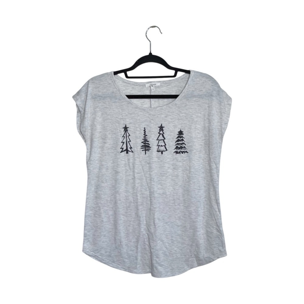 Maurices Mixed Christmas Tree Graphic Tee Light Gray Short Sleeve Small Women’s